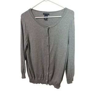 GAP Gray Cotton Cashmere Blend Button Front Cardigan Sweater Womens Size Large
